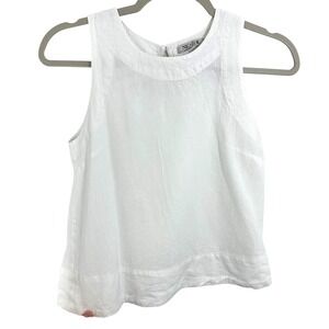 NIC+ZOE‎ White Linen Rayon Blend Sleeveless Tank Top Blouse Size XS Resort Vacay